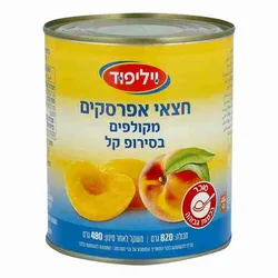 חצאי אפרסקים בסירופ קל, 470 גרם