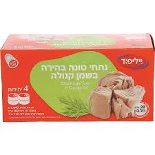 נתחי טונה בהירה בשמן קנולה, רביעיה 4 * 112 גרם