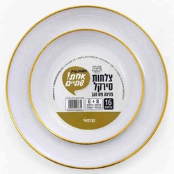 סט צלחות איכותיות : פנינה פס זהב 8+8