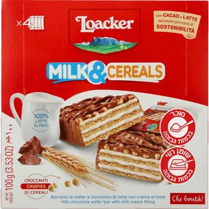 לאוקר חלב ודגנים 4x25 גרם